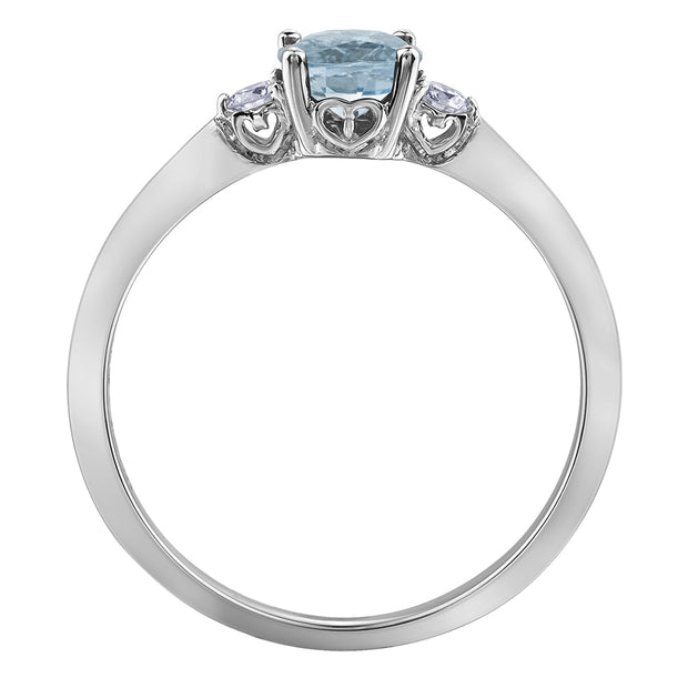 Round Aquamarine Ring with Canadian Diamond Accents