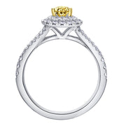 Bague avec diamant canadien en forme de poire jaune fantaisie