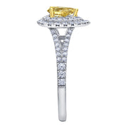 Bague avec diamant canadien en forme de poire jaune fantaisie