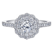 Round Canadian Diamond Ring with Floral Double Halo