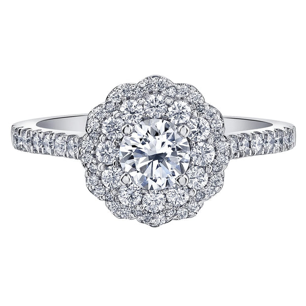 Round Canadian Diamond Ring with Floral Double Halo