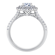 Round Canadian Diamond Ring with Floral Double Halo