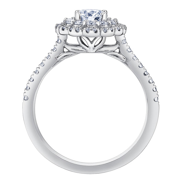 Round Canadian Diamond Ring with Floral Double Halo