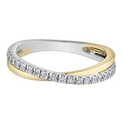 Diamond Crossover Band in Two-Tone Gold