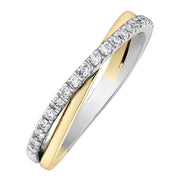 Diamond Crossover Band in Two-Tone Gold