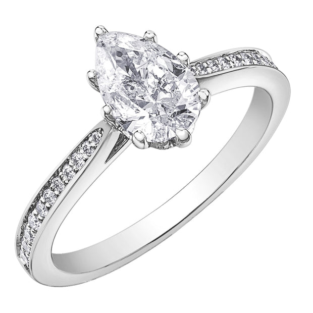Canadian Accented Pear Shaped Diamond Ring