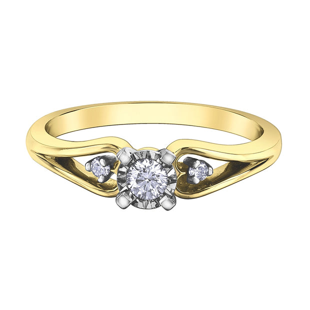 Round Illusion-Set Three-Stone Diamond Ring