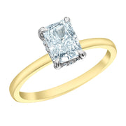 Radiant Canadian Solitaire Diamond Ring with Hidden Halo