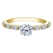 Round Canadian Diamond Engagement Ring with Accented Band