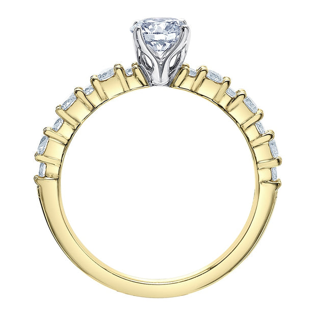 Round Canadian Diamond Engagement Ring with Accented Band