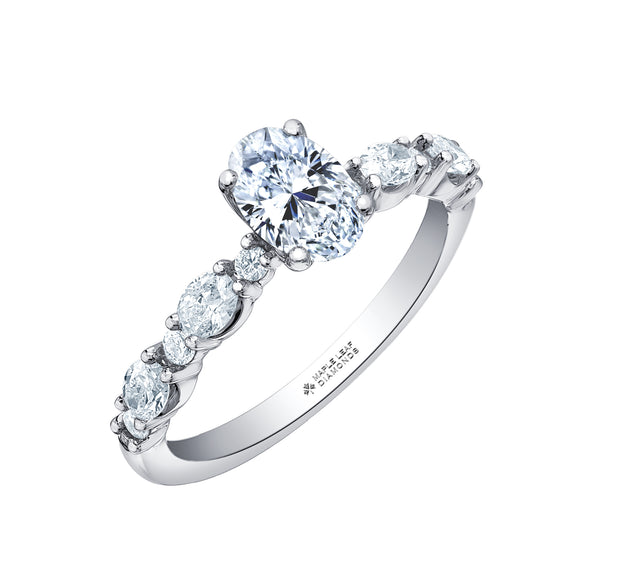 Contemporary Oval Diamond Engagement Ring