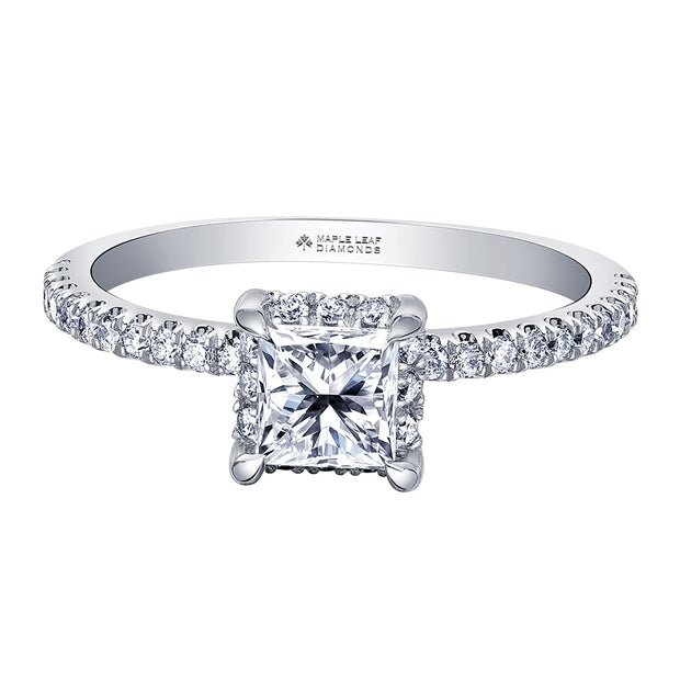 Canadian Princess Diamond Ring with Hidden Halo