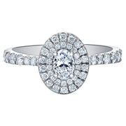 Oval Canadian Diamond Ring with Double Halo