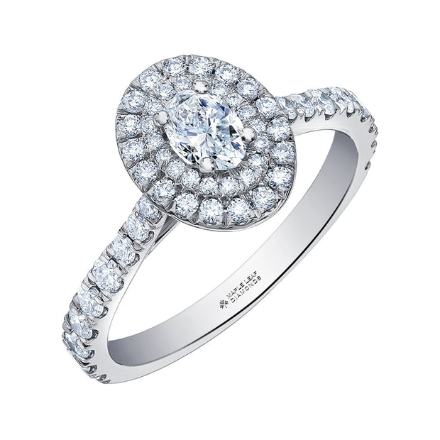 Oval Canadian Diamond Ring with Double Halo