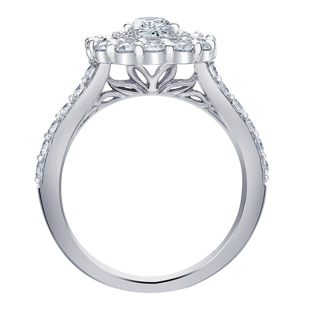 Pear-Shaped Canadian Diamond Ring with Double Halo