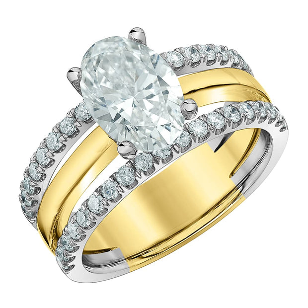 Two-Tone Gold Oval Canadian Diamond Engagement Ring