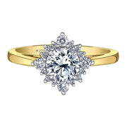 Round Canadian Diamond Engagement Ring with Vintage-Inspired Diamond Halo
