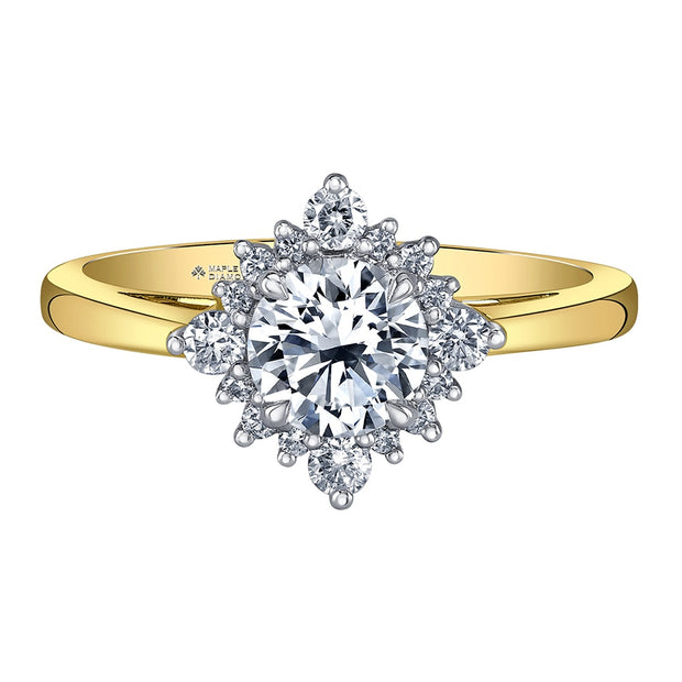 Round Canadian Diamond Engagement Ring with Vintage-Inspired Diamond Halo