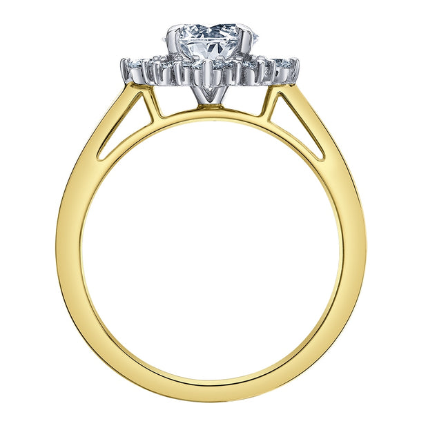 Round Canadian Diamond Engagement Ring with Vintage-Inspired Diamond Halo
