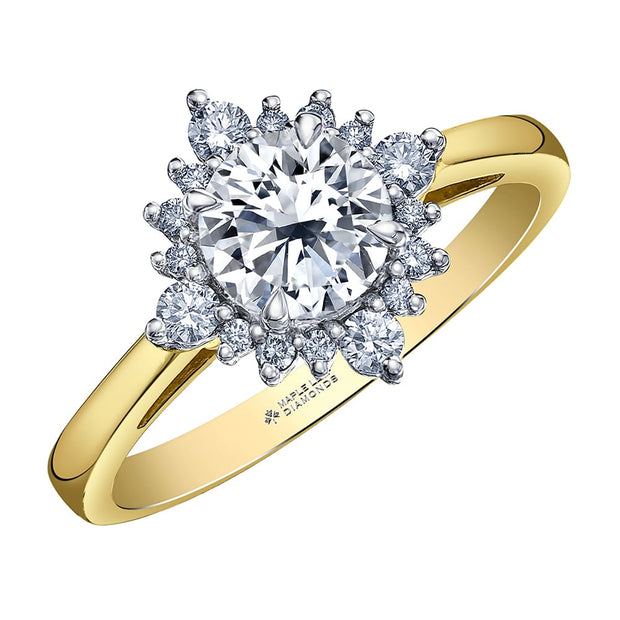 Round Canadian Diamond Engagement Ring with Vintage-Inspired Diamond Halo