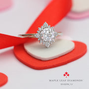 Round Canadian Diamond Engagement Ring with Vintage-Inspired Diamond Halo