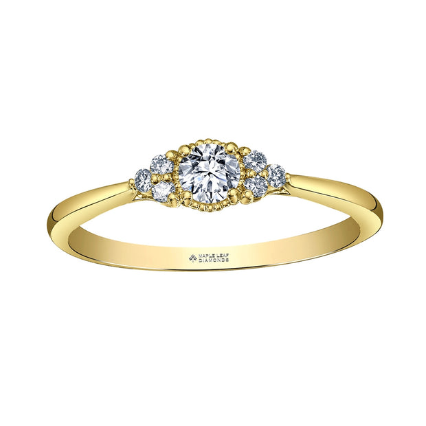 Round Canadian Diamond Ring with Diamond Accents