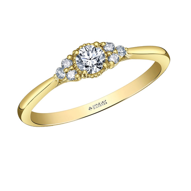 Round Canadian Diamond Ring with Diamond Accents