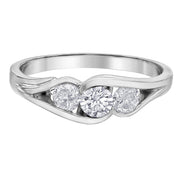 Canadian Three-Stone Bypass Round Diamond Ring