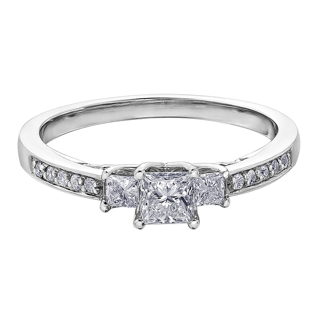 Three-Stone Princess Cut Canadian Diamond Ring