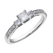 Three-Stone Princess Cut Canadian Diamond Ring