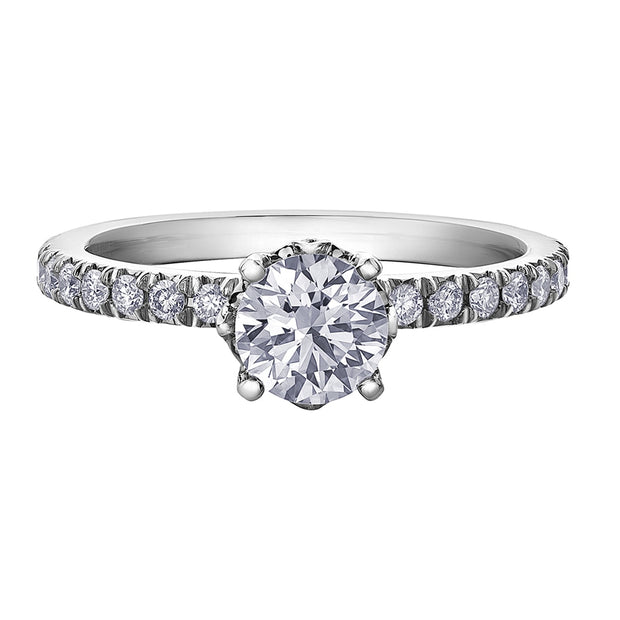 Round Canadian Diamond Ring with Hidden Diamond Detailing