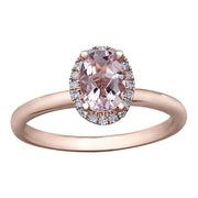 Morganite Ring with Diamond Halo