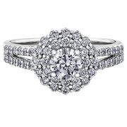Floral Canadian Diamond Ring with Double Halo