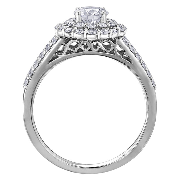 Floral Canadian Diamond Ring with Double Halo