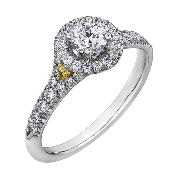 Canadian Diamond Engagement Ring with Fancy Yellow Diamonds