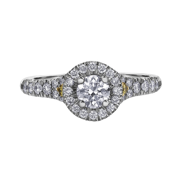 Canadian Diamond Engagement Ring with Fancy Yellow Diamonds