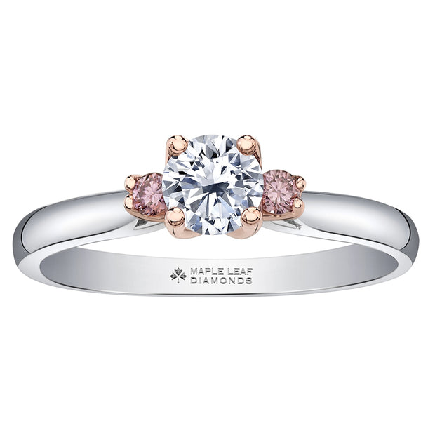 Canadian White and Purple Diamond Three-Stone Ring
