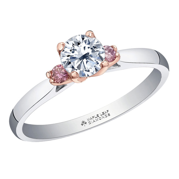 Canadian White and Purple Diamond Three-Stone Ring