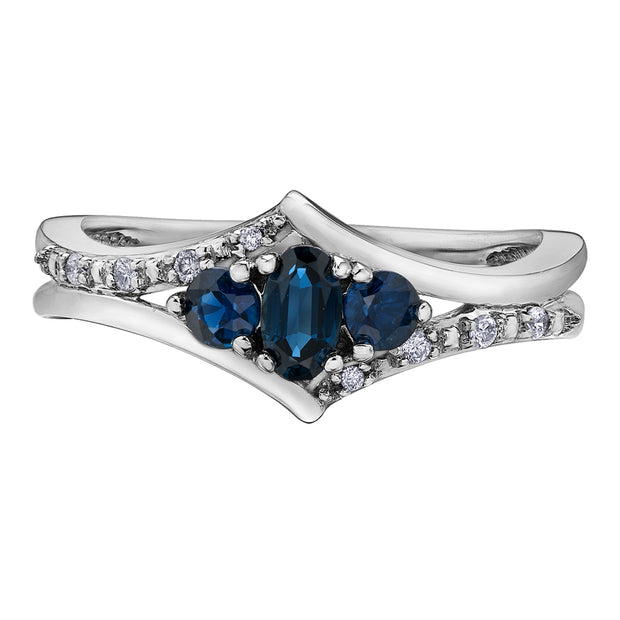 Oval Cut Sapphire and Diamond Ring