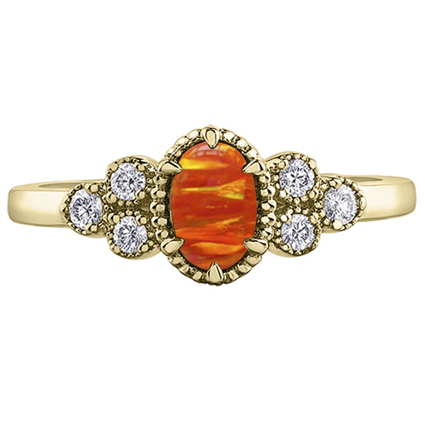 Fire opal ring hot sale with diamonds