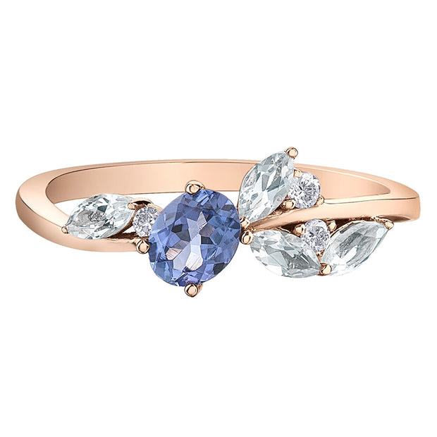 Unique Tanzanite and White Topaz Ring