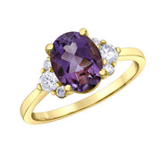 Oval Amethyst and Canadian Diamond Ring