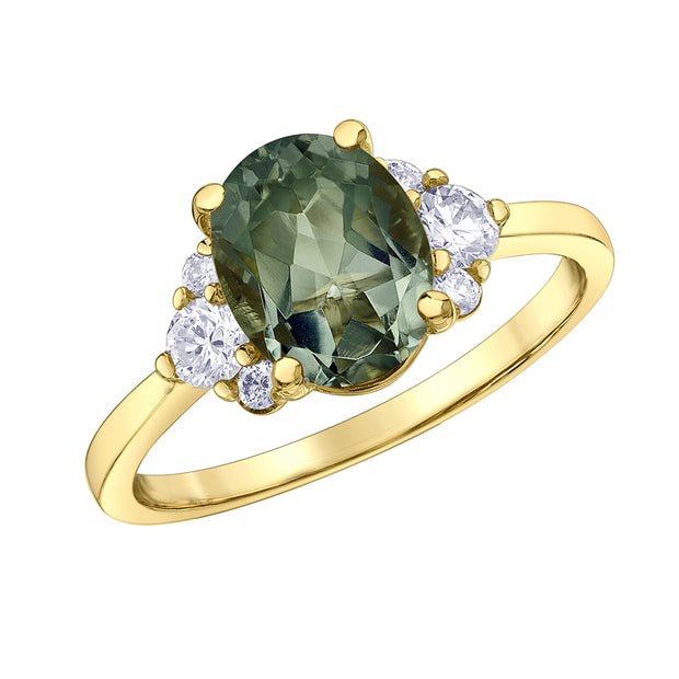 Oval Gemstone and Canadian Diamond Rings