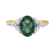 Oval Emerald Ring with Diamond Detailing