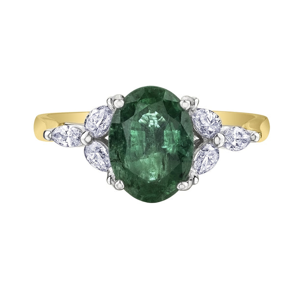 Oval Emerald Ring with Diamond Detailing