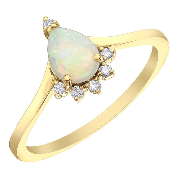 Opal Ring with Diamond Accents