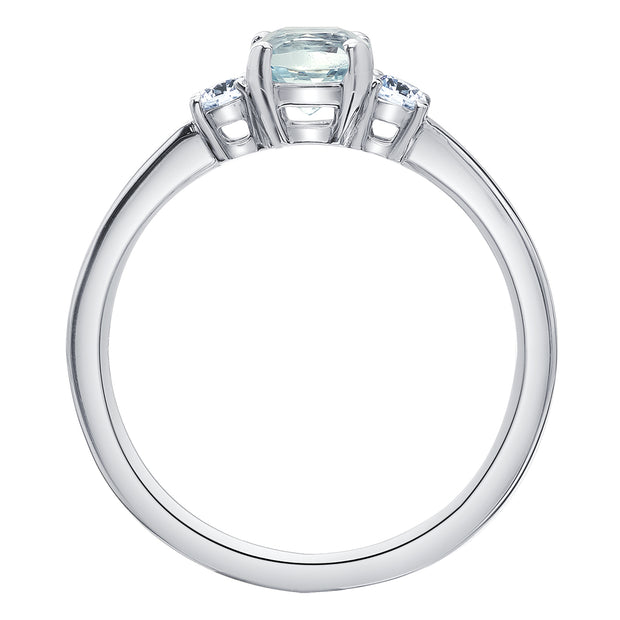 Cushion Cut Aquamarine and Canadian Diamond Ring