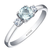 Cushion Cut Aquamarine and Canadian Diamond Ring