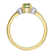 Cushion Cut Peridot and Canadian Diamond Ring