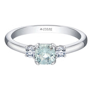 Cushion Cut Aquamarine and Canadian Diamond Ring